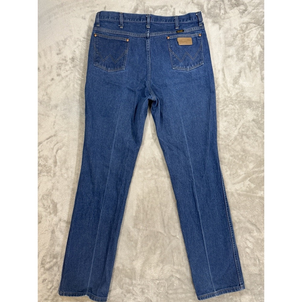Wrangler Jeans Mens 38x36 Blue Cowboy Cut Slim Heavyweight Denim Western Cowboy